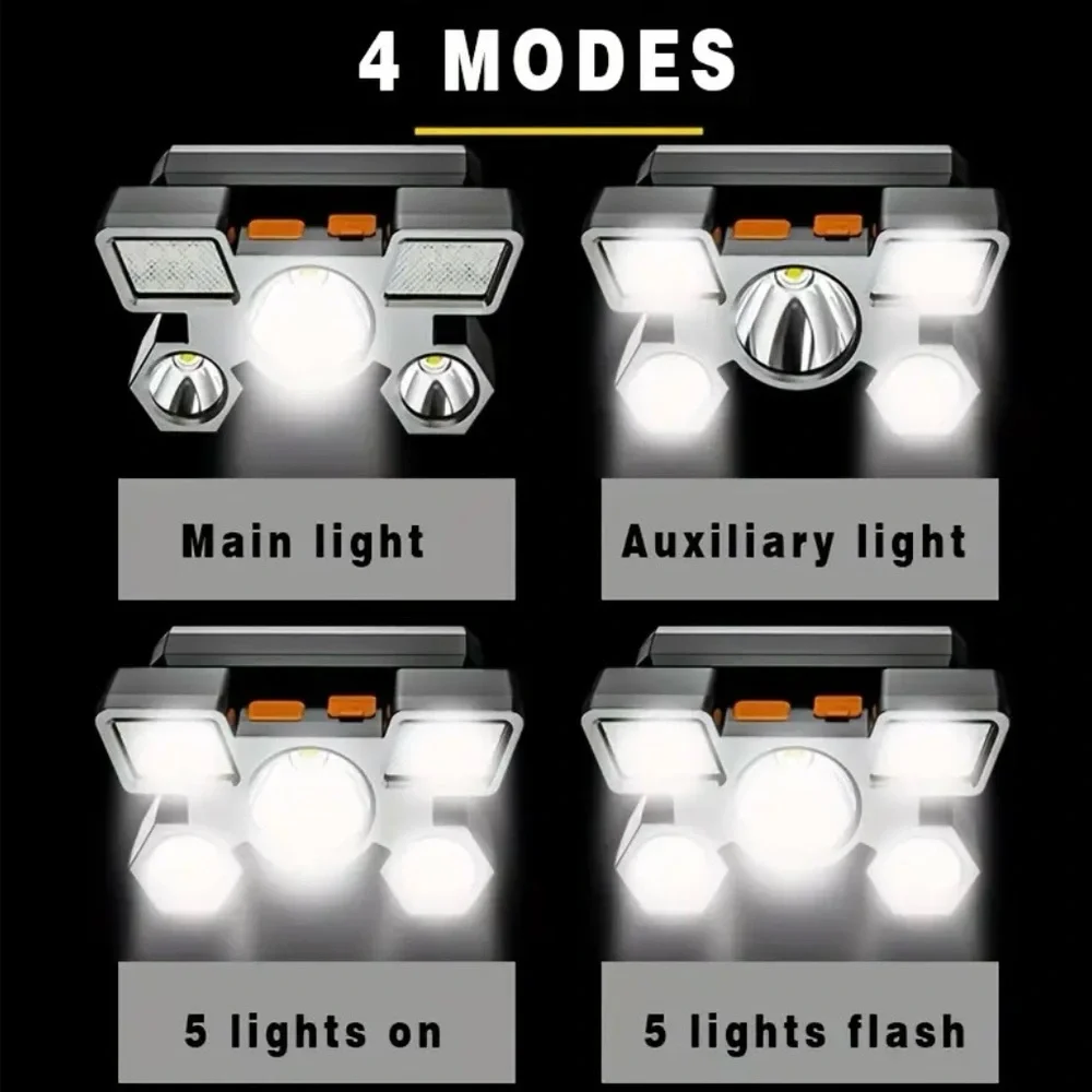 LED Headlamp with Adjustable Strap - Silver and Black